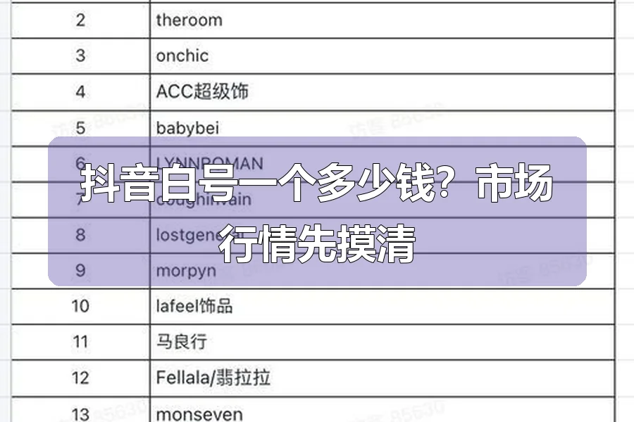 抖音白号一个多少钱?市场行情先摸清